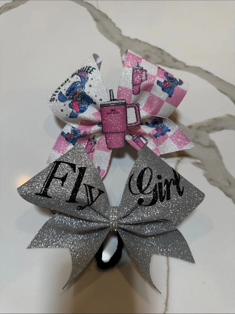 CHEER BOW Set of 2- Fly Girl and Stitch Stanley